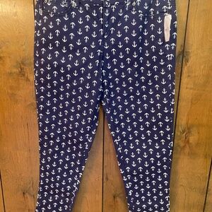Rue21 Navy and White Anchor Print Leggings